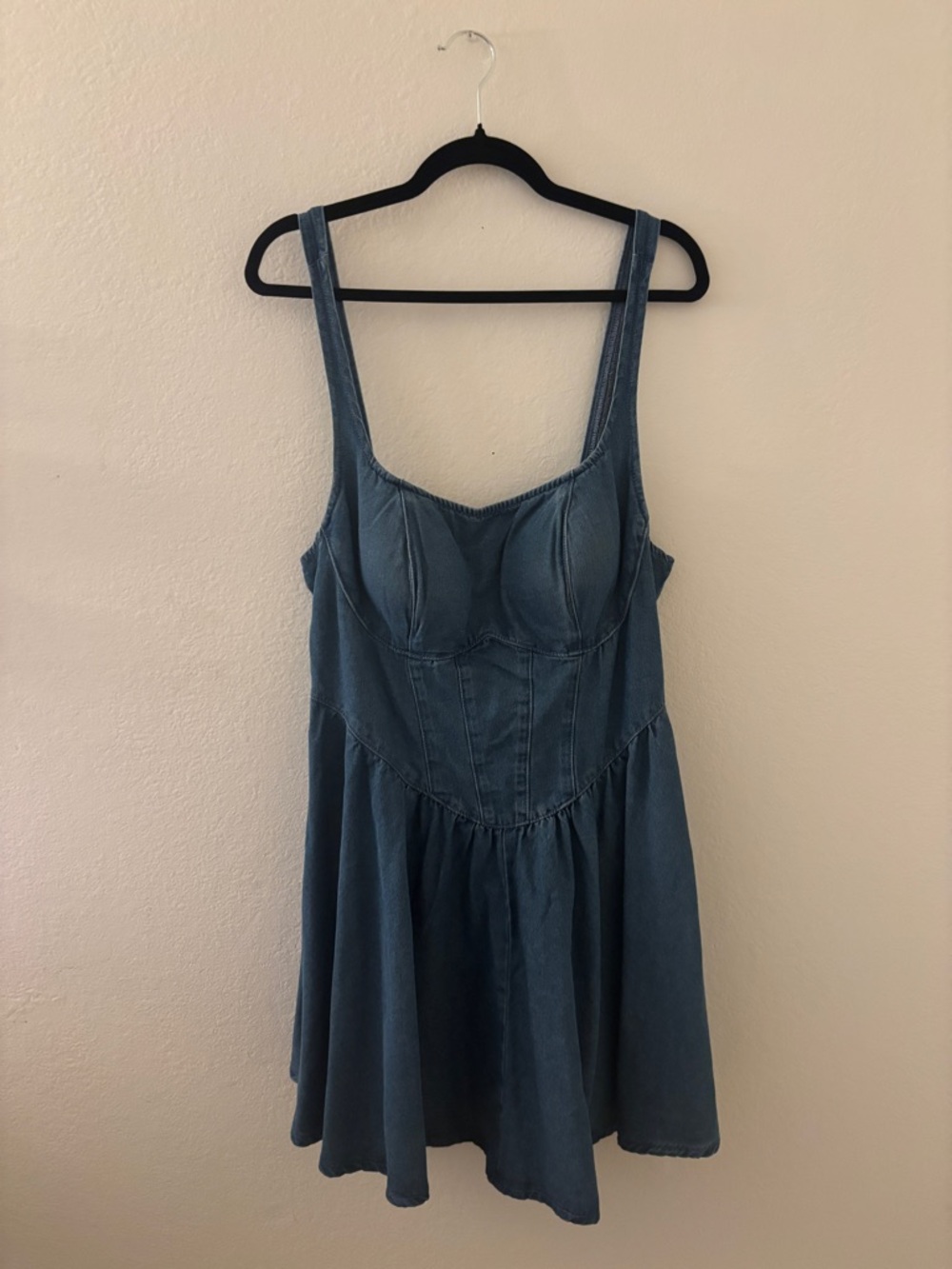 Denim Fit-and-Flare Dress - Blue